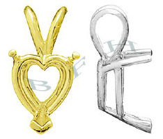 14K V-End 3 Prong Heart Pendant 5538-14K