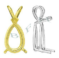 14K Pear V-End 3 Prong Pendant 8008-14K