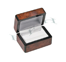 Amber Burl Wood Veneer Double Ring Box 27091-Bx