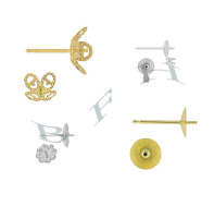 18K Pearl Stud Earrings And Pin Pad Pearl Earrings